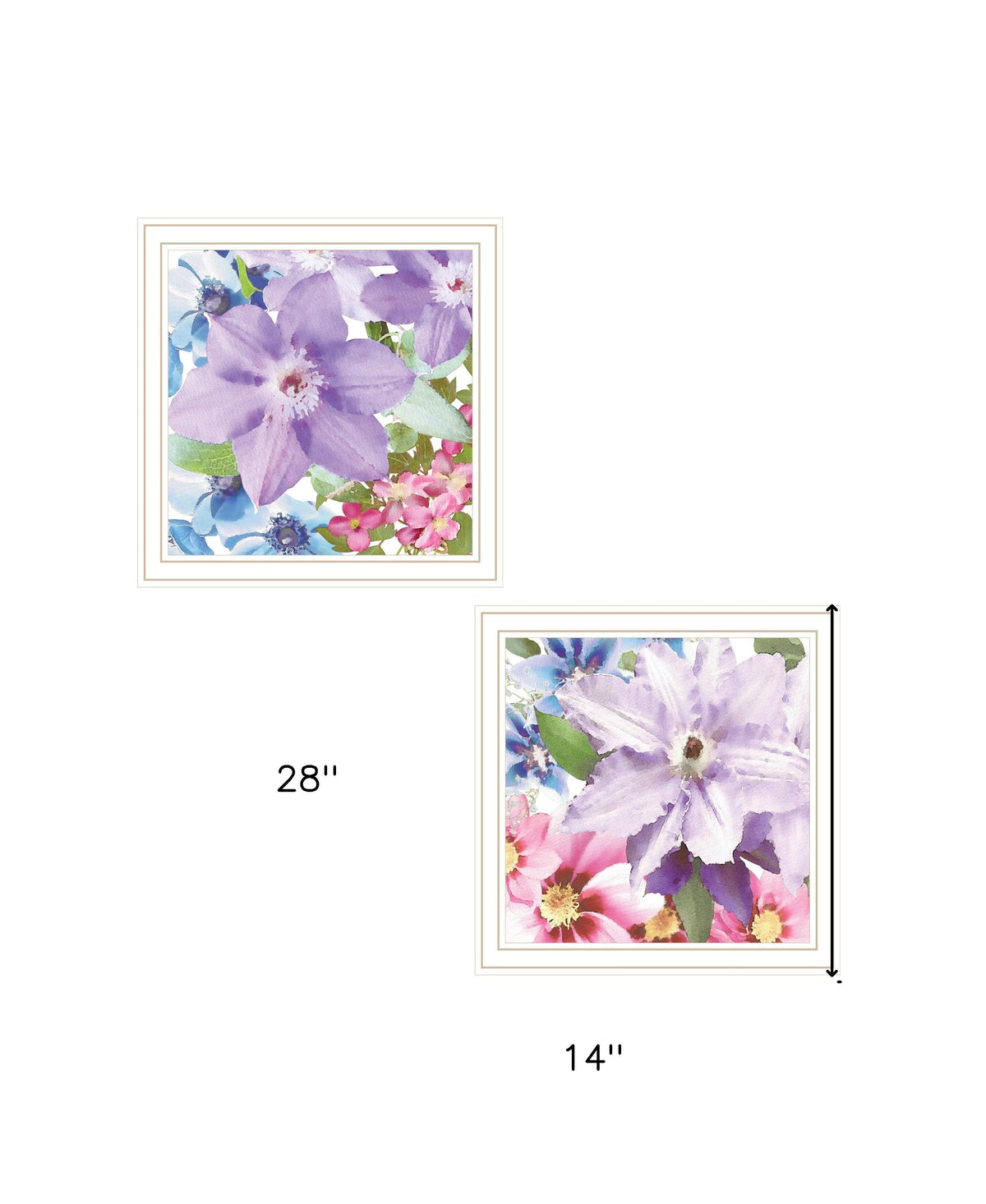 Set Of Two Clematis 1 White Framed Print Wall Art W2B