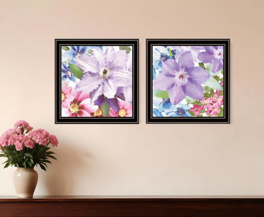 Set Of Two Clematis Black Framed Print Wall Art W2B