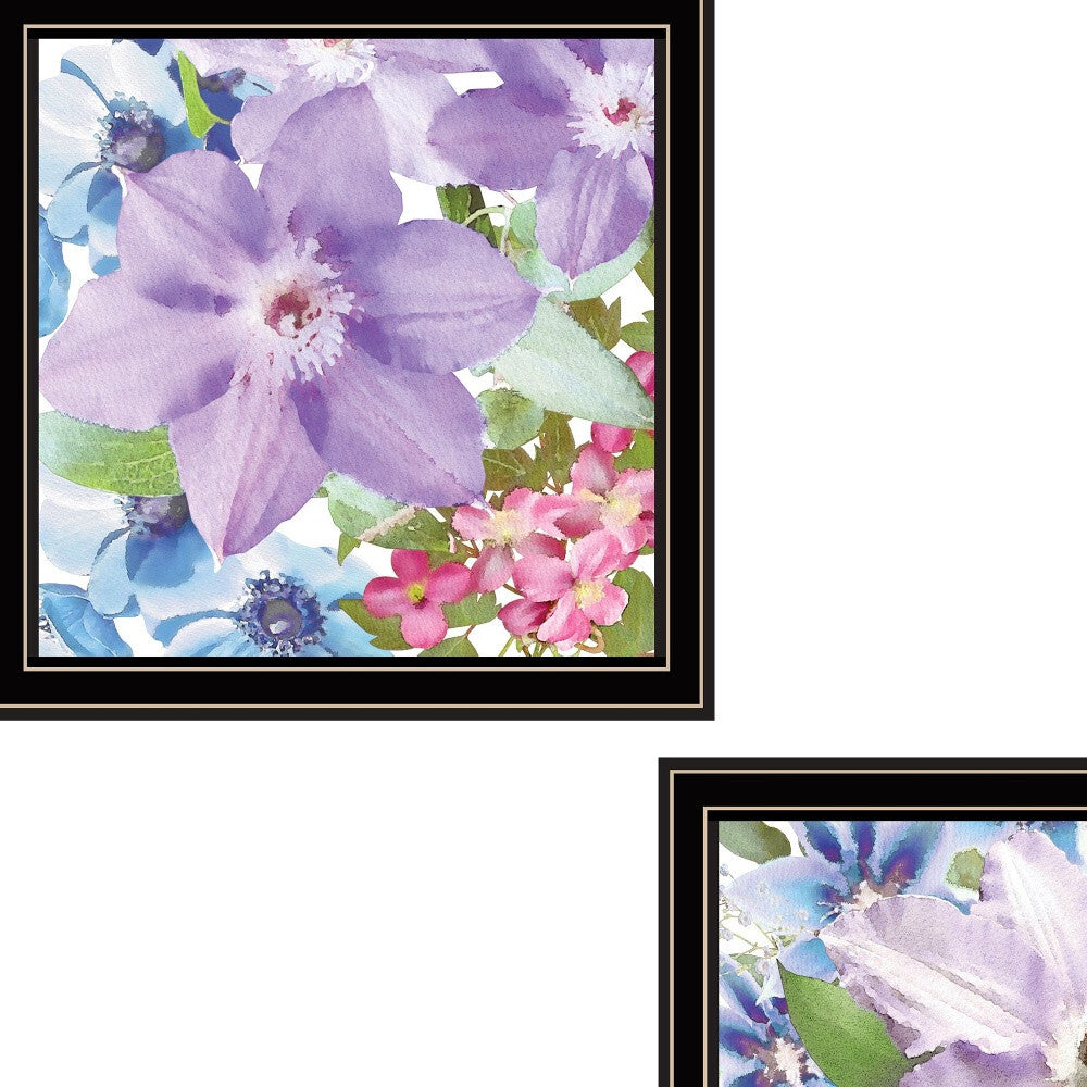 Set Of Two Clematis Black Framed Print Wall Art W2B