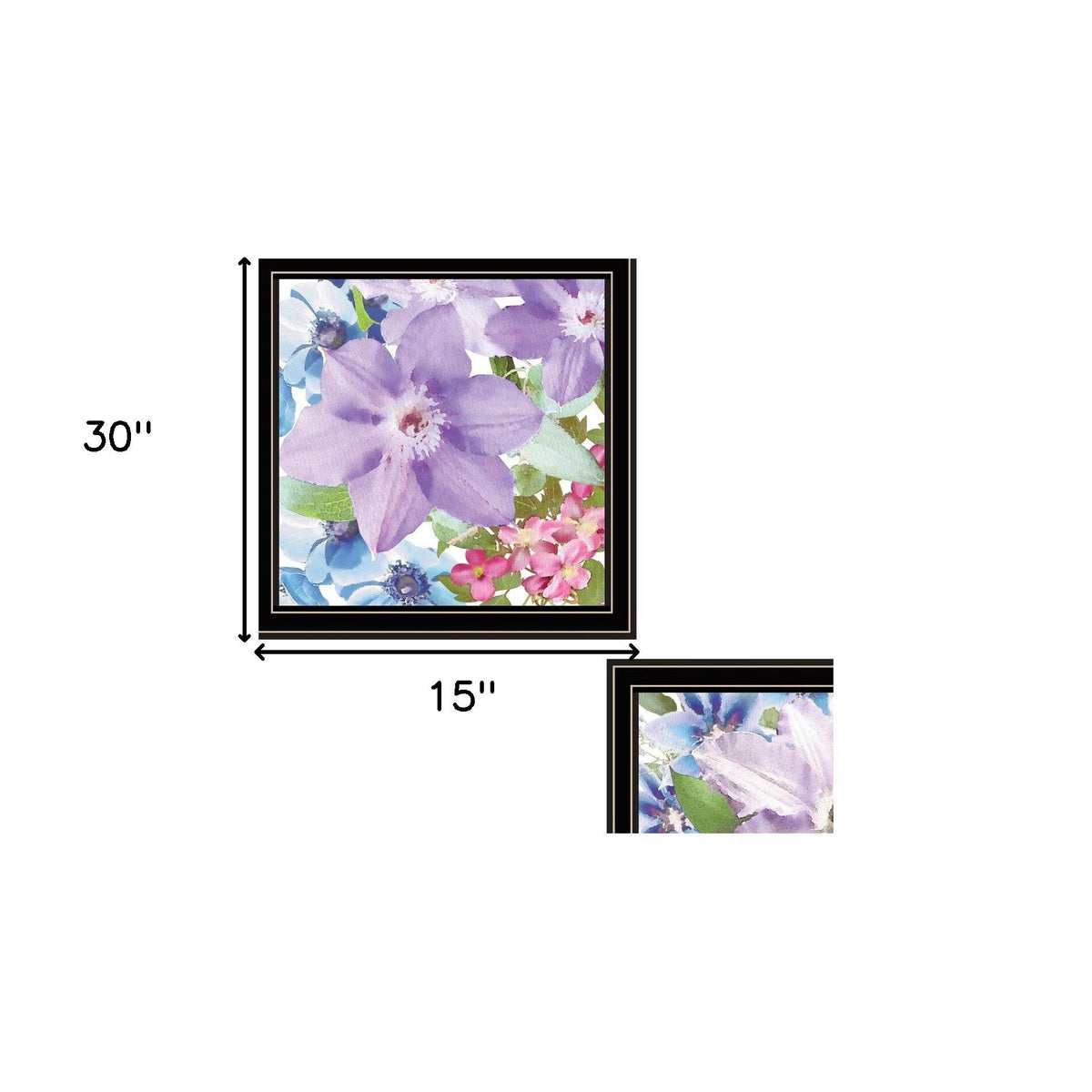Set Of Two Clematis Black Framed Print Wall Art W2B