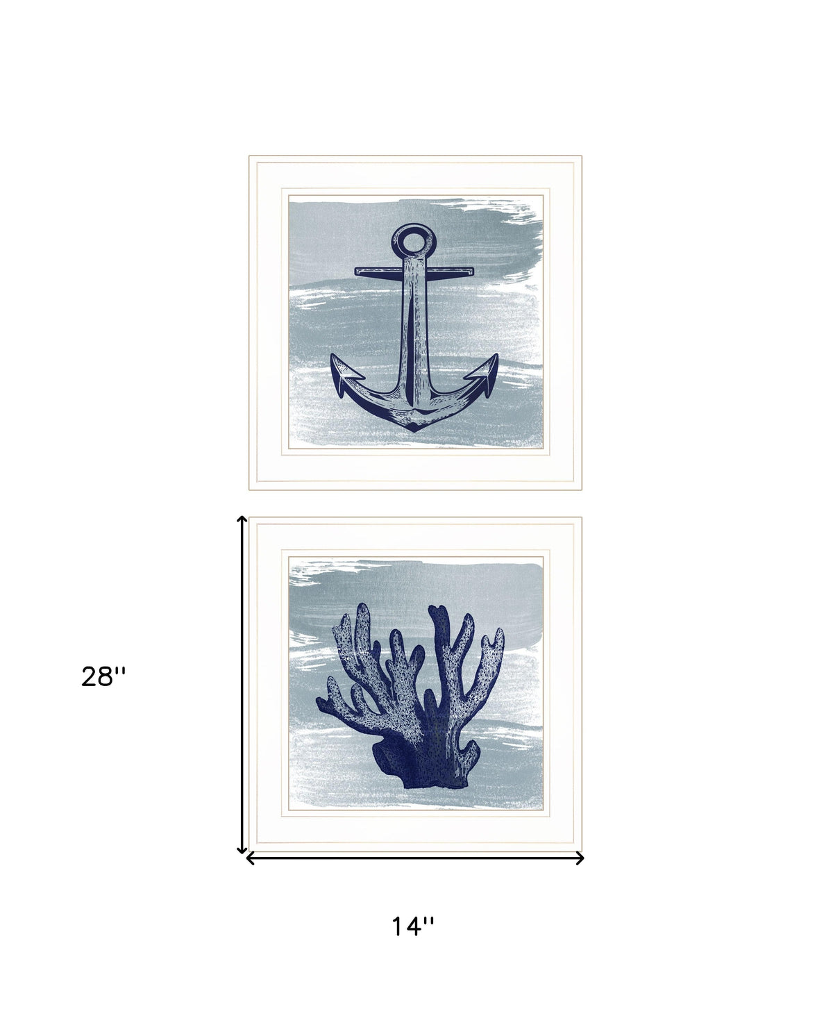 Set Of Two The Beach Coastal 1 White Framed Print Wall Art W2B