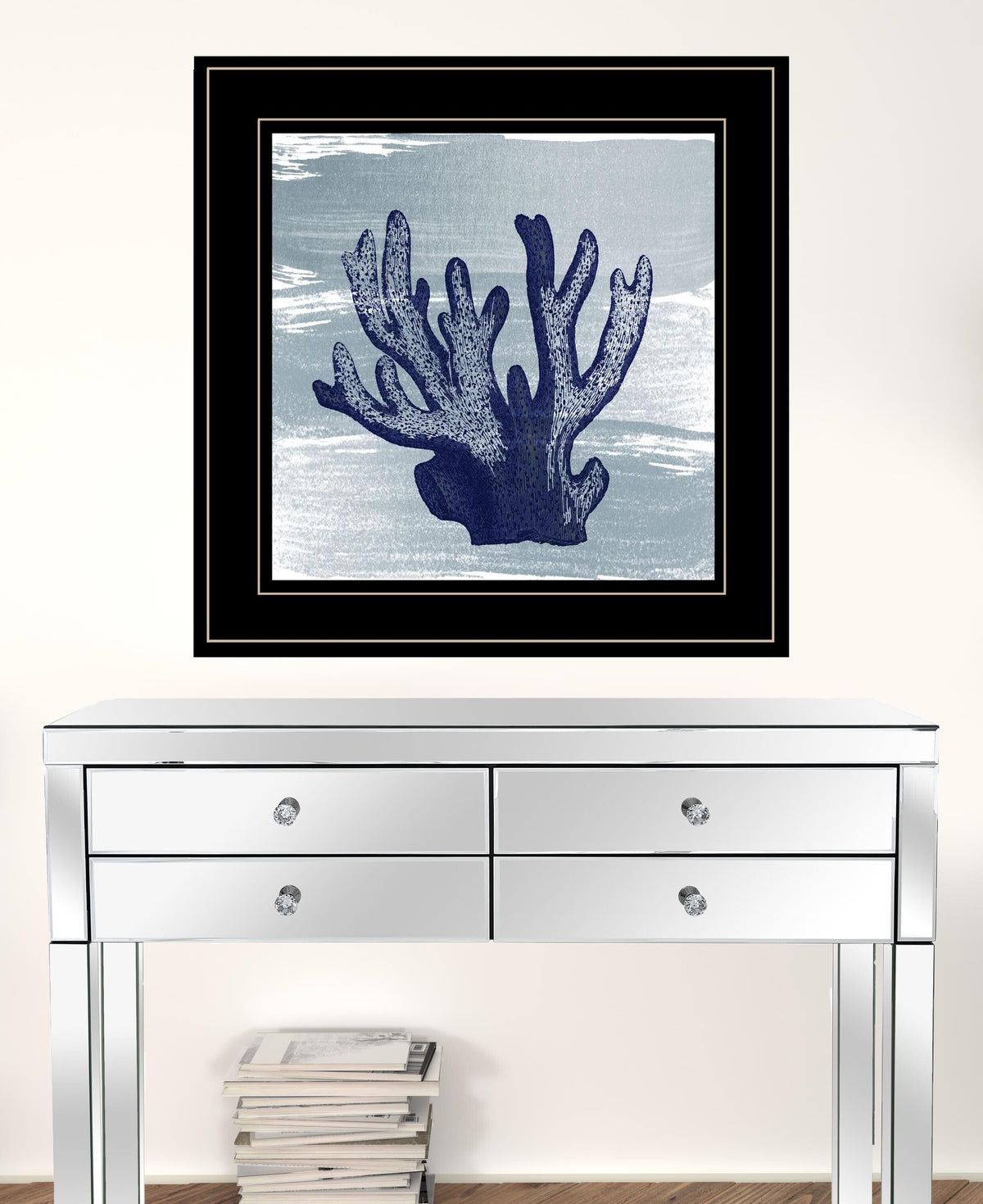 Set Of Two The Beach Coastal 2 Black Framed Print Wall Art W2B