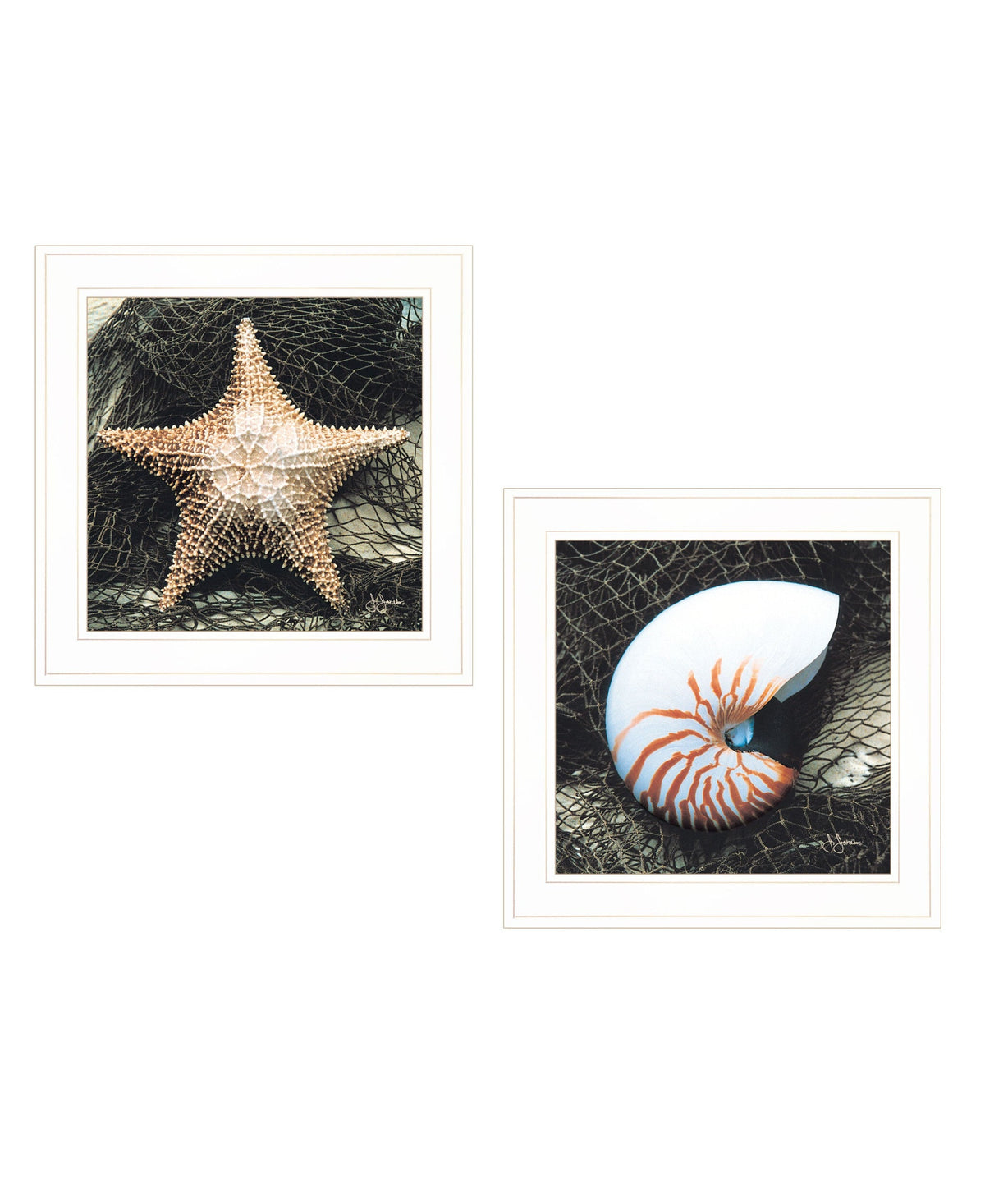 Set Of Two Ocean Net White Framed Print Wall Art W2B