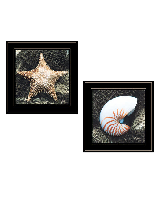 Set Of Two Ocean Net 2 Black Framed Print Wall Art W2B