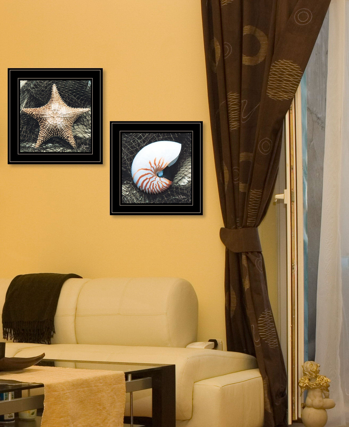 Set Of Two Ocean Net 2 Black Framed Print Wall Art W2B