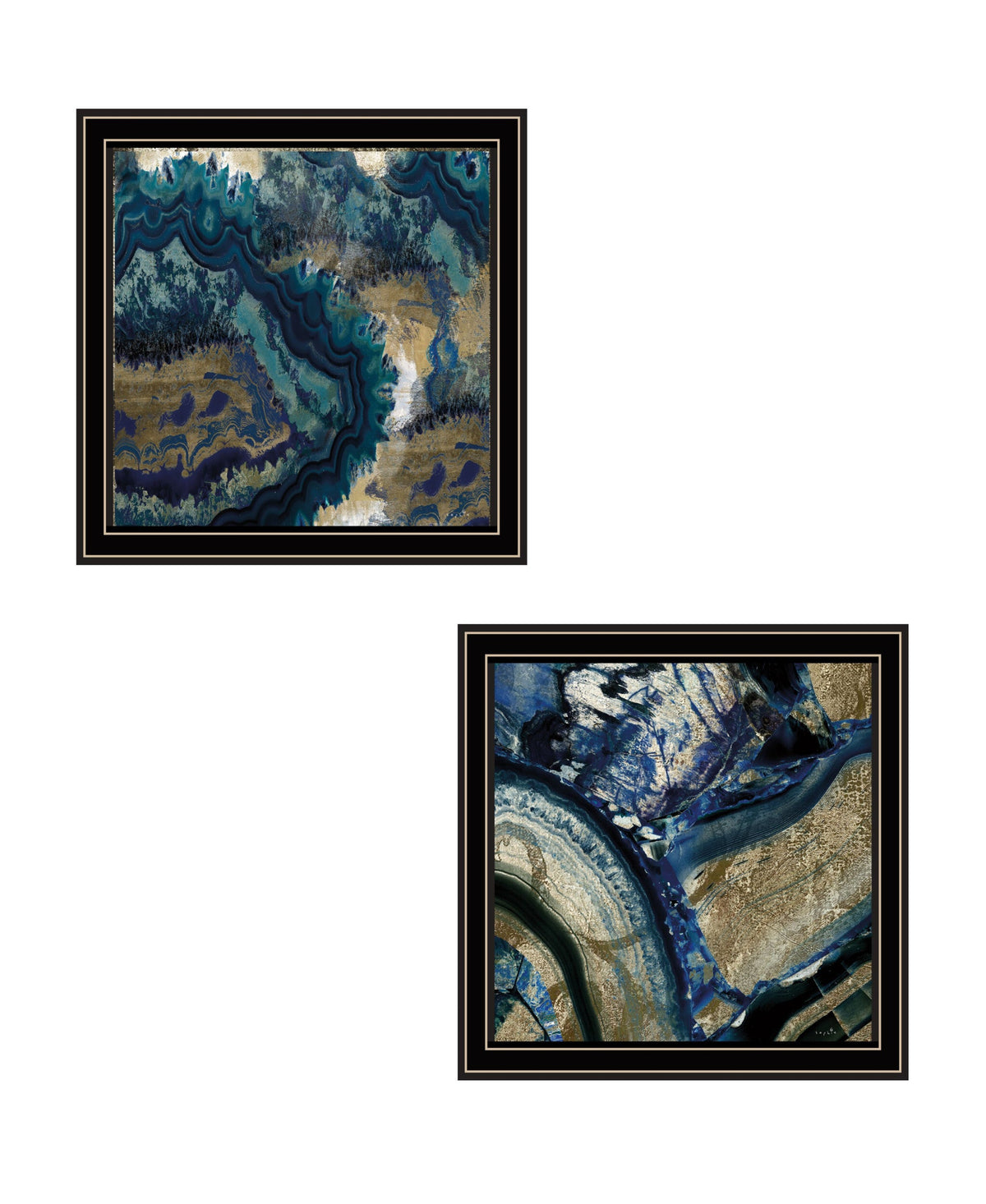 Set Of Two Geode Reef Pleasure 2 Black Framed Print Wall Art W2B