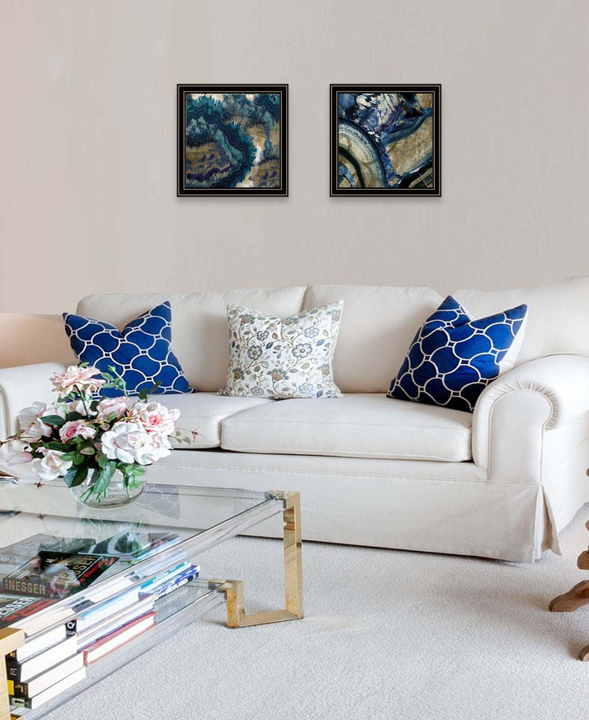 Set Of Two Geode Reef Pleasure 2 Black Framed Print Wall Art W2B