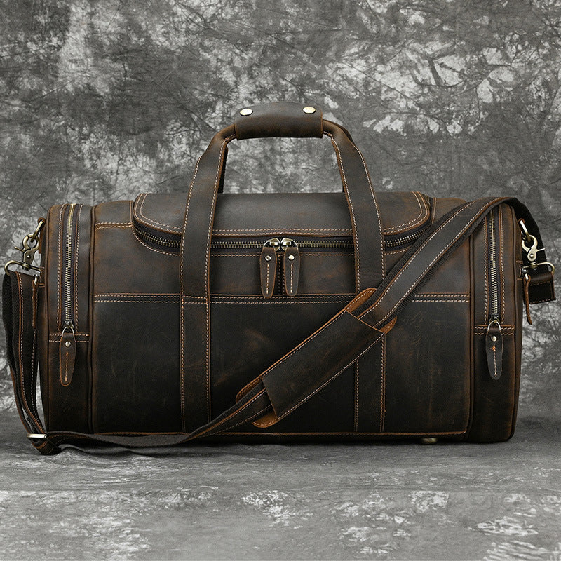 Men's Real-leather Handbag Crazy Horse Leather Vintage Travel Bag CJD