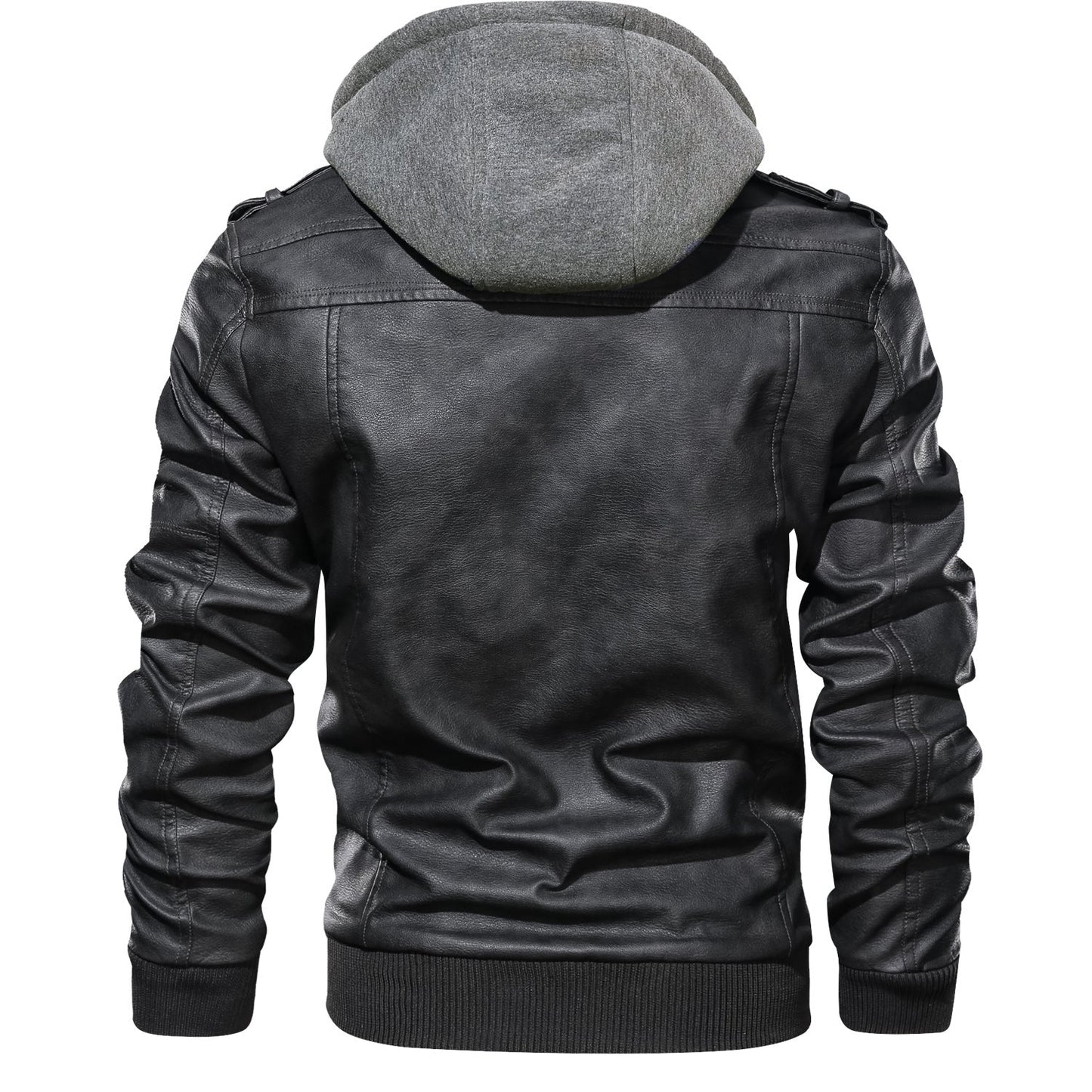 Men's Leather Jackets, Faux Leather Jacket For Men Lapel Zip-Up Slim Fit Coat Accent Plus
