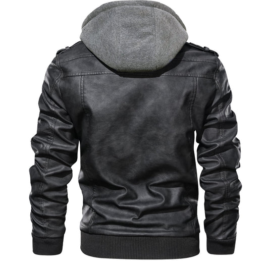 Men's Leather Jackets, Faux Leather Jacket For Men Lapel Zip-Up Slim Fit Coat LadyShow.Store