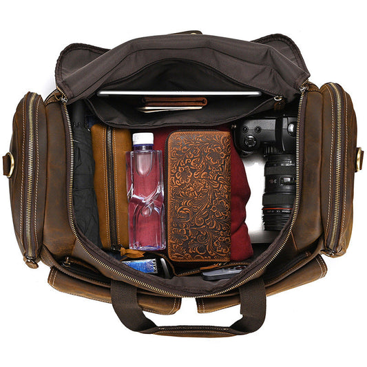 Leather Handbag Crazy Horse Vintage Travel Bag CJD