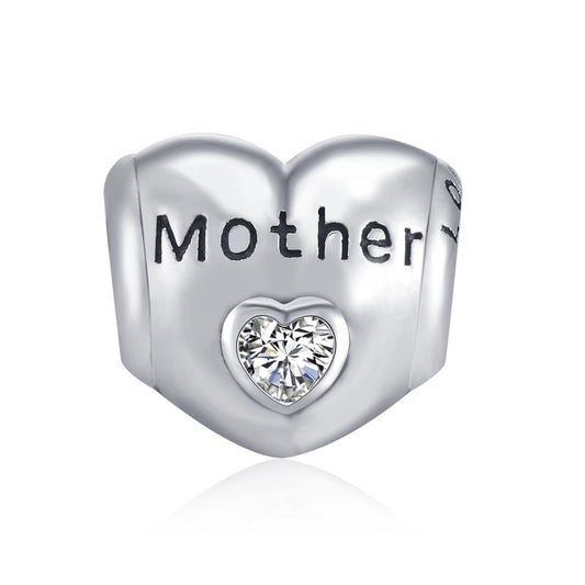 925 Sterling Silver Heart Zircon Bracelet Necklace Charm for Mother LadyShow.Store