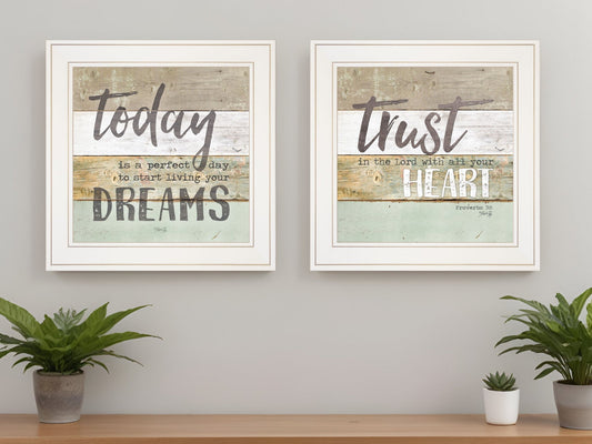 Set Of Two Trusting in the Lord White Framed Print Wall Art W2B