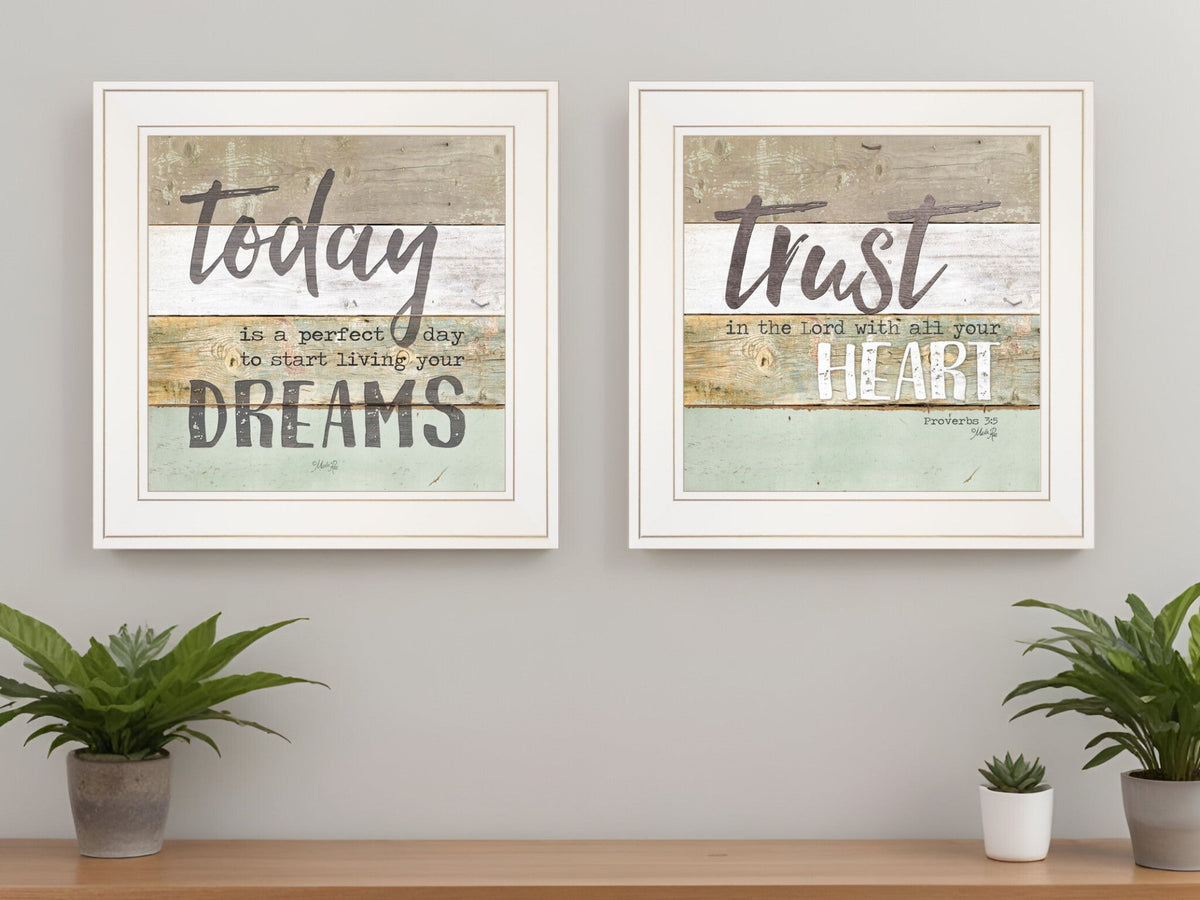 Set Of Two Trusting in the Lord White Framed Print Wall Art W2B