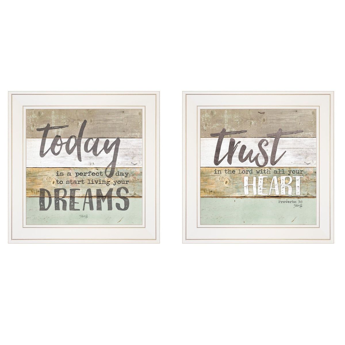 Set Of Two Trusting in the Lord White Framed Print Wall Art W2B