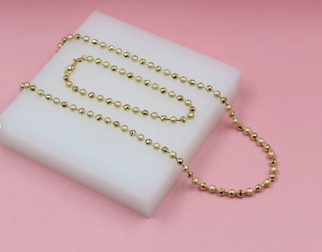 Gold Filled Shiny Textured Ball Chain (F264B)(I441) MIA Jewelry