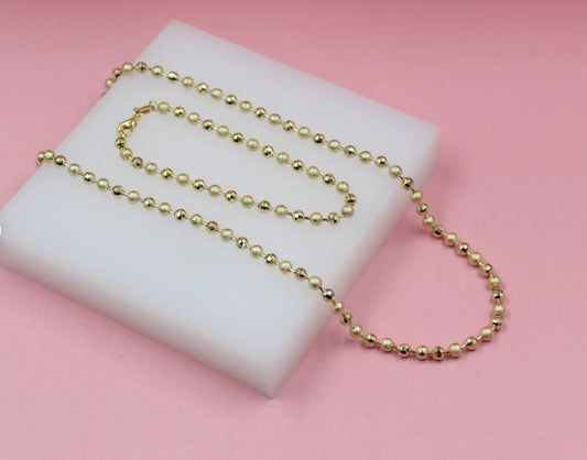 Gold Filled Shiny Textured Ball Chain (F264B)(I441) MIA Jewelry