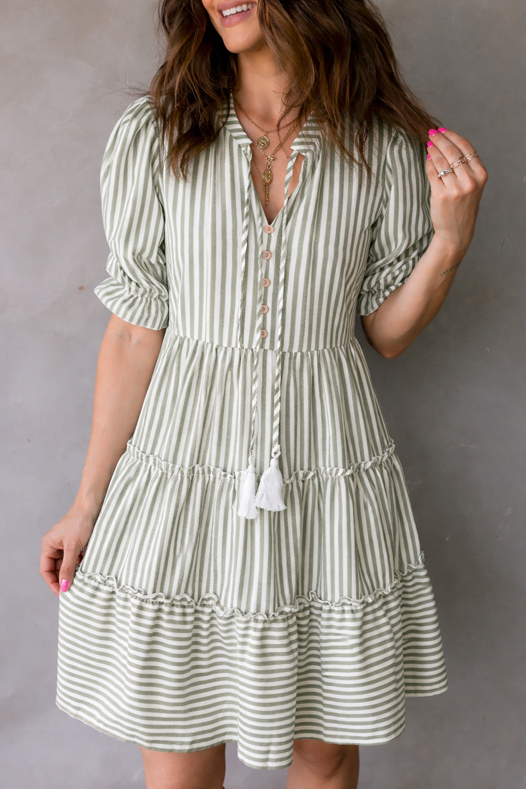 Bailey Sleeve Tiered Flattering Dress-4