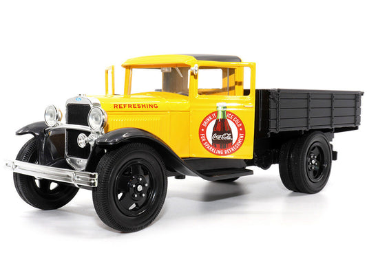 1931 Ford Model AA Pickup Truck Yellow and Black "Drink it Ice Cold for Sparkling Refreshment - Coca-Cola" 1/24 Diecast Model Car by Motor City Classics Motorcity Classics