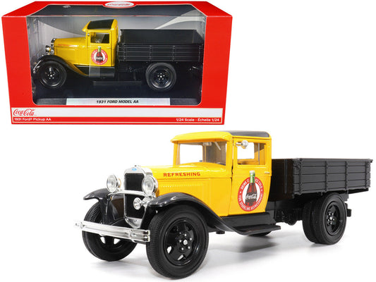 1931 Ford Model AA Pickup Truck Yellow and Black "Drink it Ice Cold for Sparkling Refreshment - Coca-Cola" 1/24 Diecast Model Car by Motor City Classics Motorcity Classics