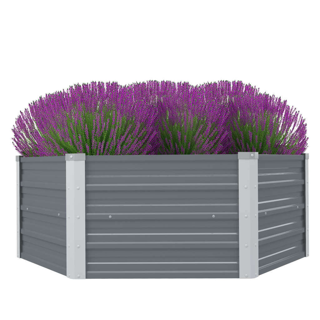 Raised Garden Bed 50.8"x50.8"x18.1" Galvanized Steel Gray W2B
