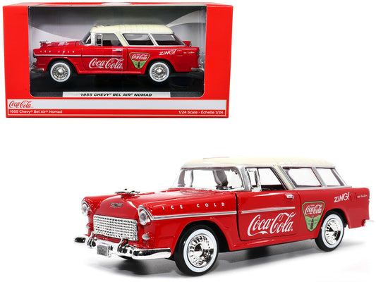 1955 Chevrolet Bel Air Nomad Red with White Top "Coca-Cola" 1/24 Diecast Model Car by Motor City Classics Motorcity Classics