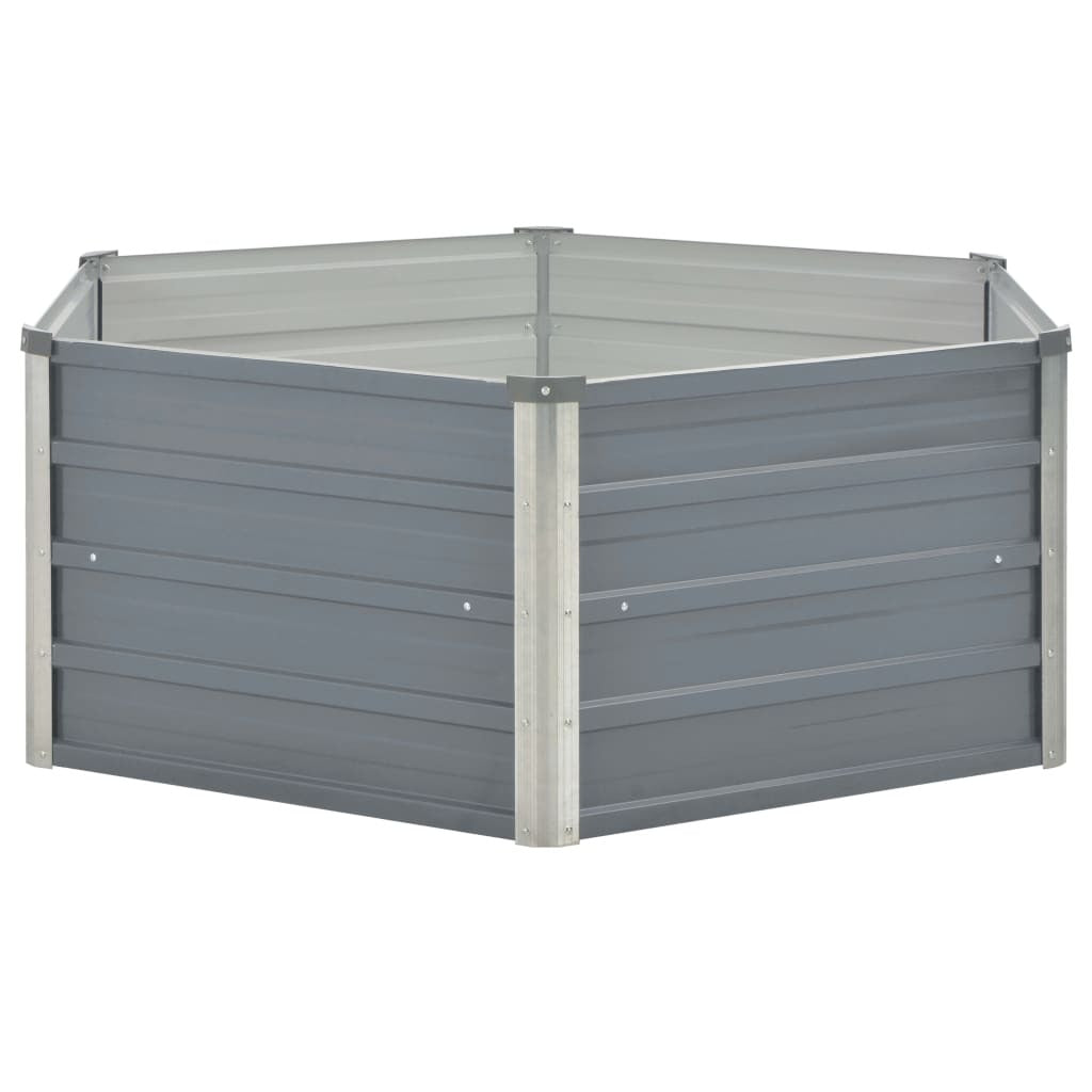 Raised Garden Bed 50.8"x50.8"x18.1" Galvanized Steel Gray W2B