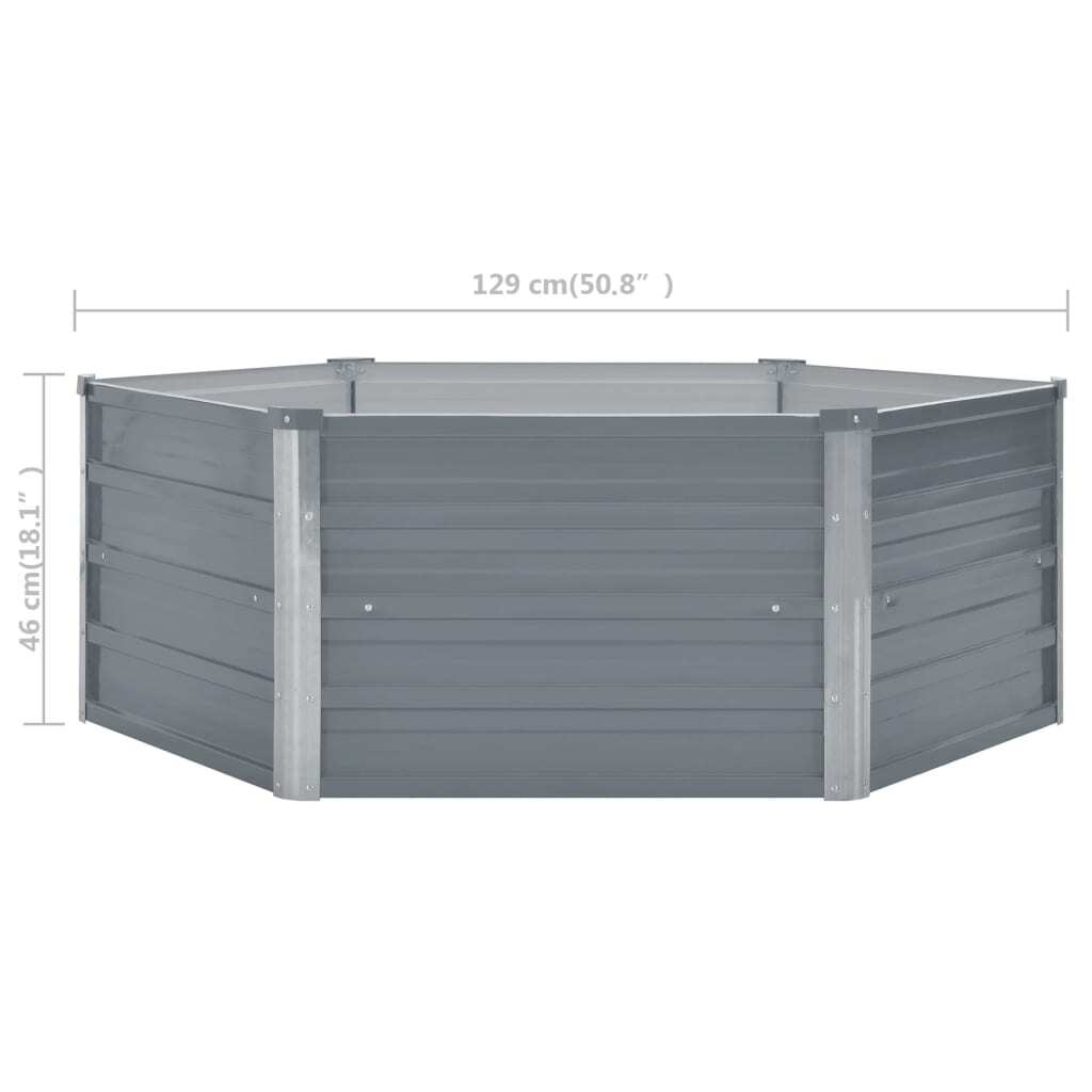 Raised Garden Bed 50.8"x50.8"x18.1" Galvanized Steel Gray W2B