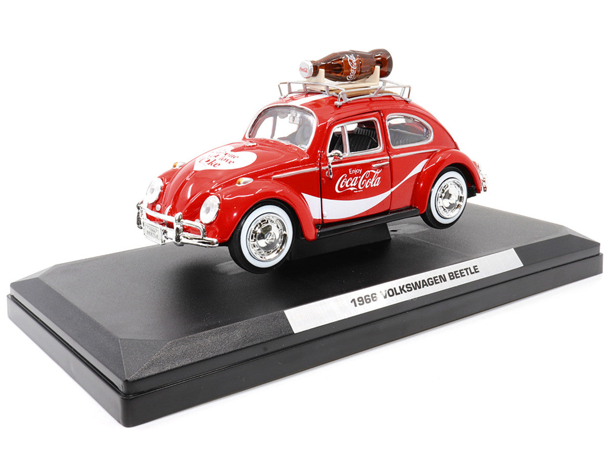 1966 Volkswagen Beetle Red "Enjoy Coca-Cola" with Roof Rack and Accessories 1/24 Diecast Model Car by Motor City Classics Motorcity Classics
