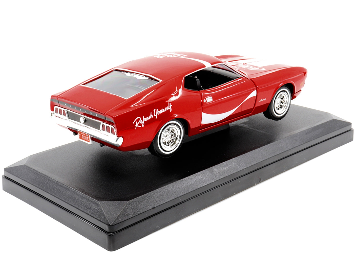 1971 Ford Mustang Sportsroof Red with White Stripes "Refresh Yourself - Coca-Cola" 1/24 Diecast Model Car by Motor City Classics