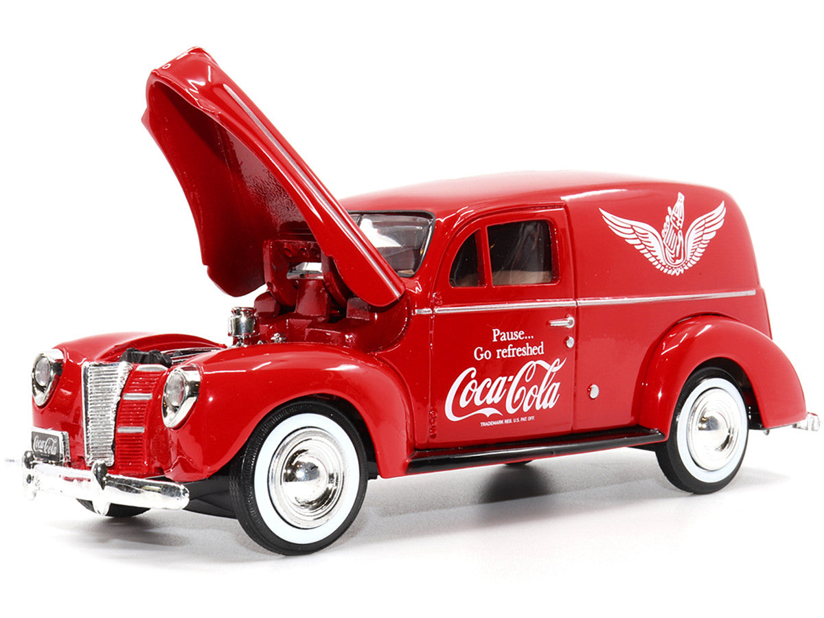 1940 Ford Sedan Cargo Van Red "Pause... Go Refreshed Coca-Cola" with Vending Machine Accessory 1/24 Diecast Model Car by Motor City Classics Motorcity Classics