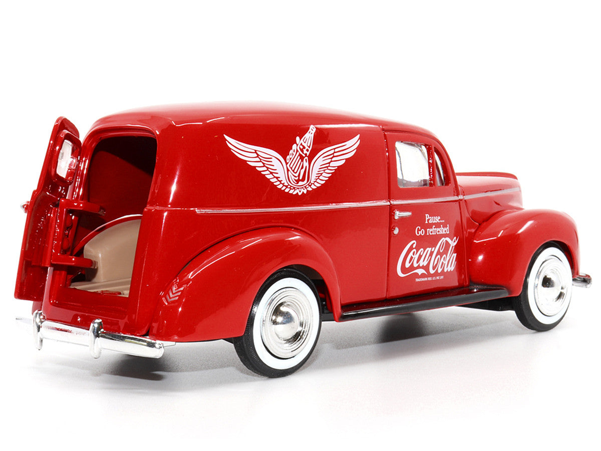 1940 Ford Sedan Cargo Van Red "Pause... Go Refreshed Coca-Cola" with Vending Machine Accessory 1/24 Diecast Model Car by Motor City Classics Motorcity Classics