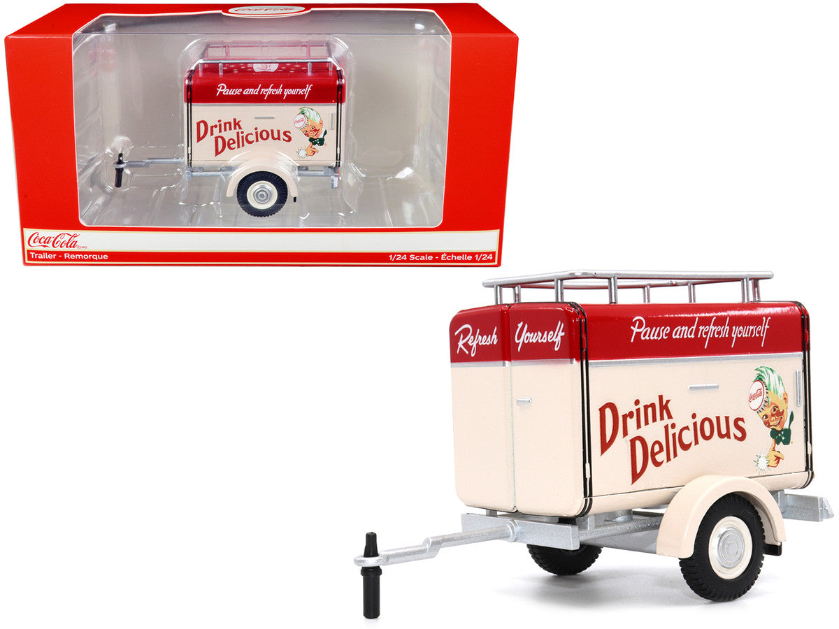 Travel Trailer Cream with Red Top "Pause and Refresh Yourself Drink Delicious Coca-Cola" 1/24 Diecast Model Car by Motor City Classics Motorcity Classics