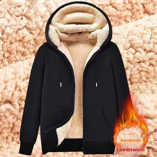 Zipper Sweater Men's Lamb Wool Hooded Jacket CJD