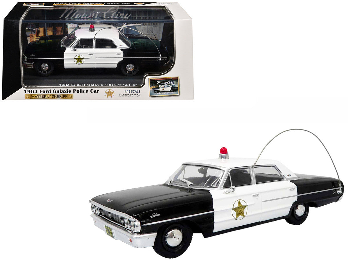1964 Ford Galaxie 500 Police Car "Mount Airy Mayberry Sheriff" Black and White 1/43 Diecast Model by Iconic Replicas Iconic Replicas