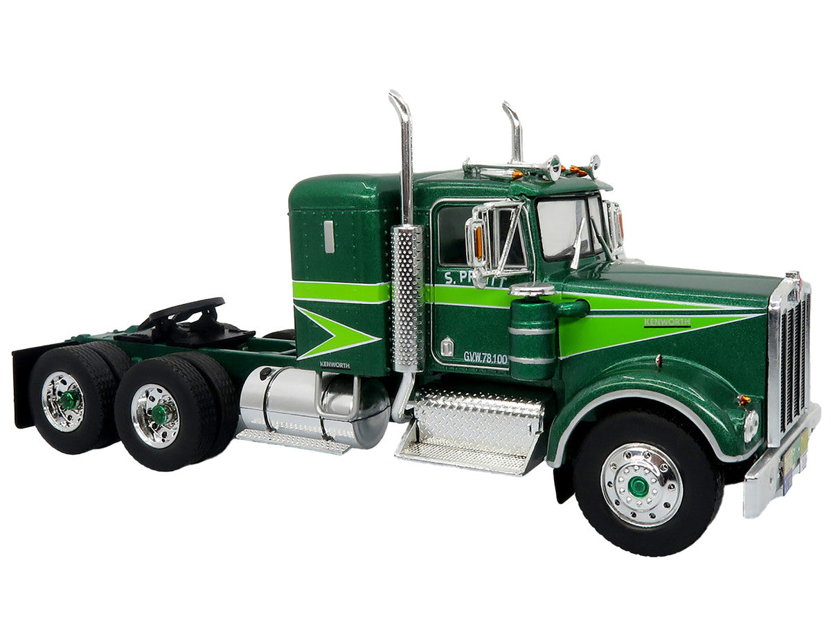 1976 Kenworth W900A Tractor with Dry Goods Trailer Green Metallic with Light Green Graphics "Vintage Heavy Haul Truck Collection" 1/43 Diecast Model by Iconic Replicas Iconic Replicas