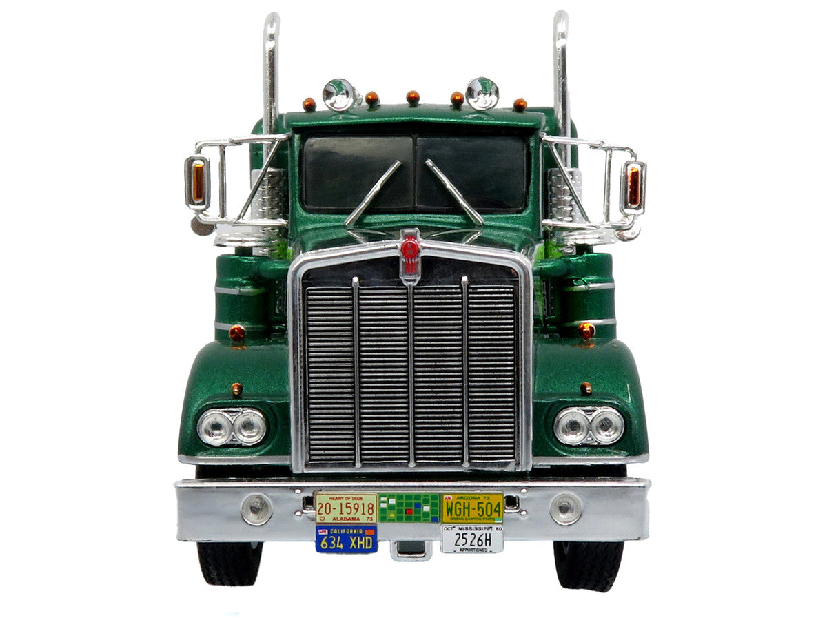 1976 Kenworth W900A Tractor with Dry Goods Trailer Green Metallic with Light Green Graphics "Vintage Heavy Haul Truck Collection" 1/43 Diecast Model by Iconic Replicas Iconic Replicas