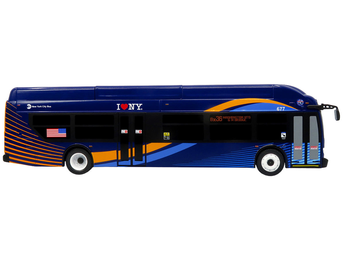 New Flyer Xcelsior Transit Bus Bank "MTA New York City" Blue with Graphics "The Bus & Motorcoach Collection" Limited Edition to 504 Pieces Worldwide 1/43 Model by Iconic Replicas-0