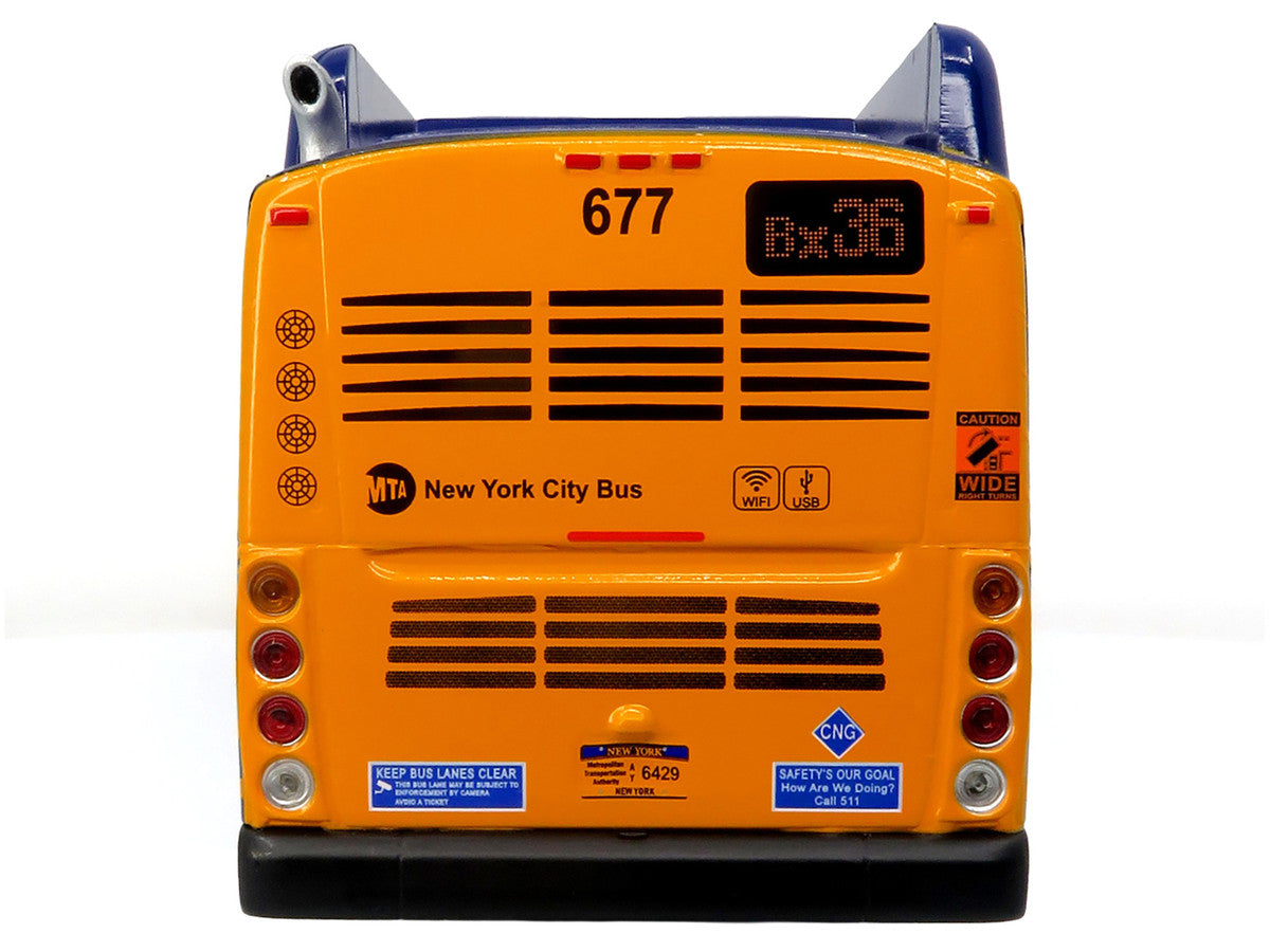 New Flyer Xcelsior Transit Bus Bank "MTA New York City" Blue with Graphics "The Bus & Motorcoach Collection" Limited Edition to 504 Pieces Worldwide 1/43 Model by Iconic Replicas-3
