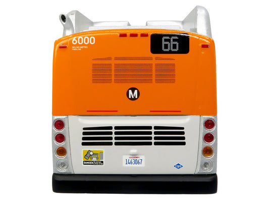 New Flyer Xcelsior Transit Bus Bank "Los Angeles Metro" Orange and Silver "The Bus & Motorcoach Collection" Limited Edition to 504 Pieces Worldwide 1/43 Model by Iconic Replicas Iconic Replicas