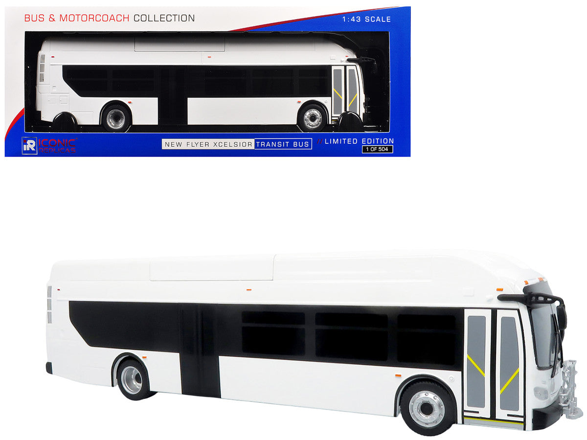 New Flyer Xcelsior Transit Bus Bank White "The Bus & Motorcoach Collection" Limited Edition to 504 Pieces Worldwide 1/43 Model by Iconic Replicas Iconic Replicas