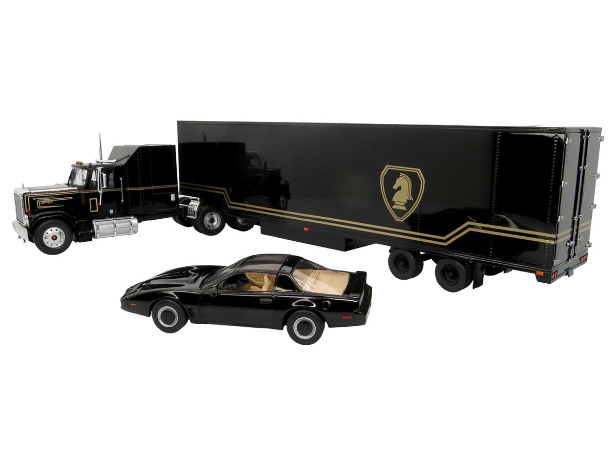 1980 GMC General Truck with Box Trailer Black with Gold Stripes and 1982 Pontiac Firebird Trans Am Black "Knight Set" "North American Vintage Truck Collection" Limited Edition to 252 pieces Worldwide 1/43 Diecast Model by Iconic Replicas-3