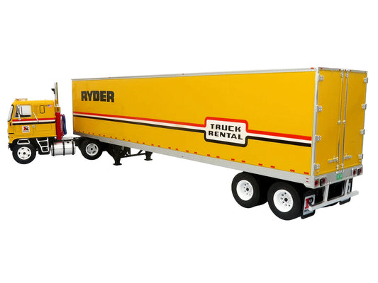 1970 GMC Astro 95 Tractor with Dry Van Trailer "Ryder Truck Rental" Yellow with Stripes "North American Vintage Truck Collection" Limited Edition to 504 pieces Worldwide 1/43 Diecast Model by Iconic Replicas Iconic Replicas