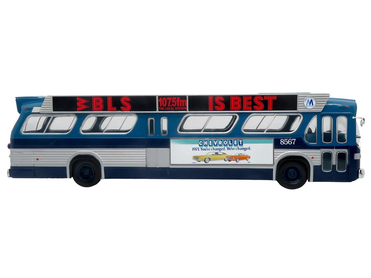 1963 GM TDH-5303 Transit Bus "MTA New York City Surface Transit" Blue Two-Tone with Graphics "The Bus & Motorcoach Collection" Limited Edition to 504 pieces Worldwide  1/43 Plastic Model by Iconic Replicas Iconic Replicas