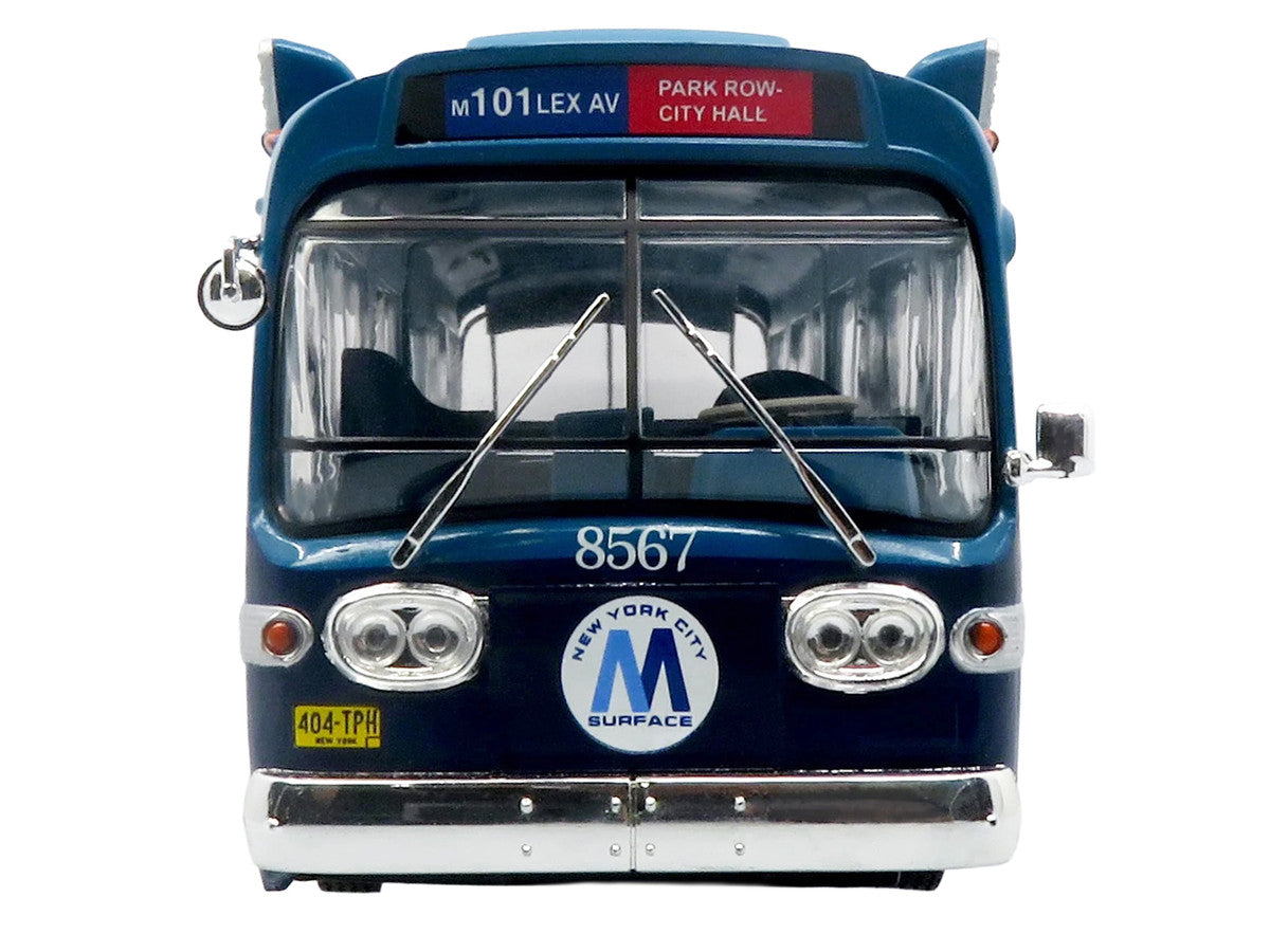 1963 GM TDH-5303 Transit Bus "MTA New York City Surface Transit" Blue Two-Tone with Graphics "The Bus & Motorcoach Collection" Limited Edition to 504 pieces Worldwide  1/43 Plastic Model by Iconic Replicas Iconic Replicas