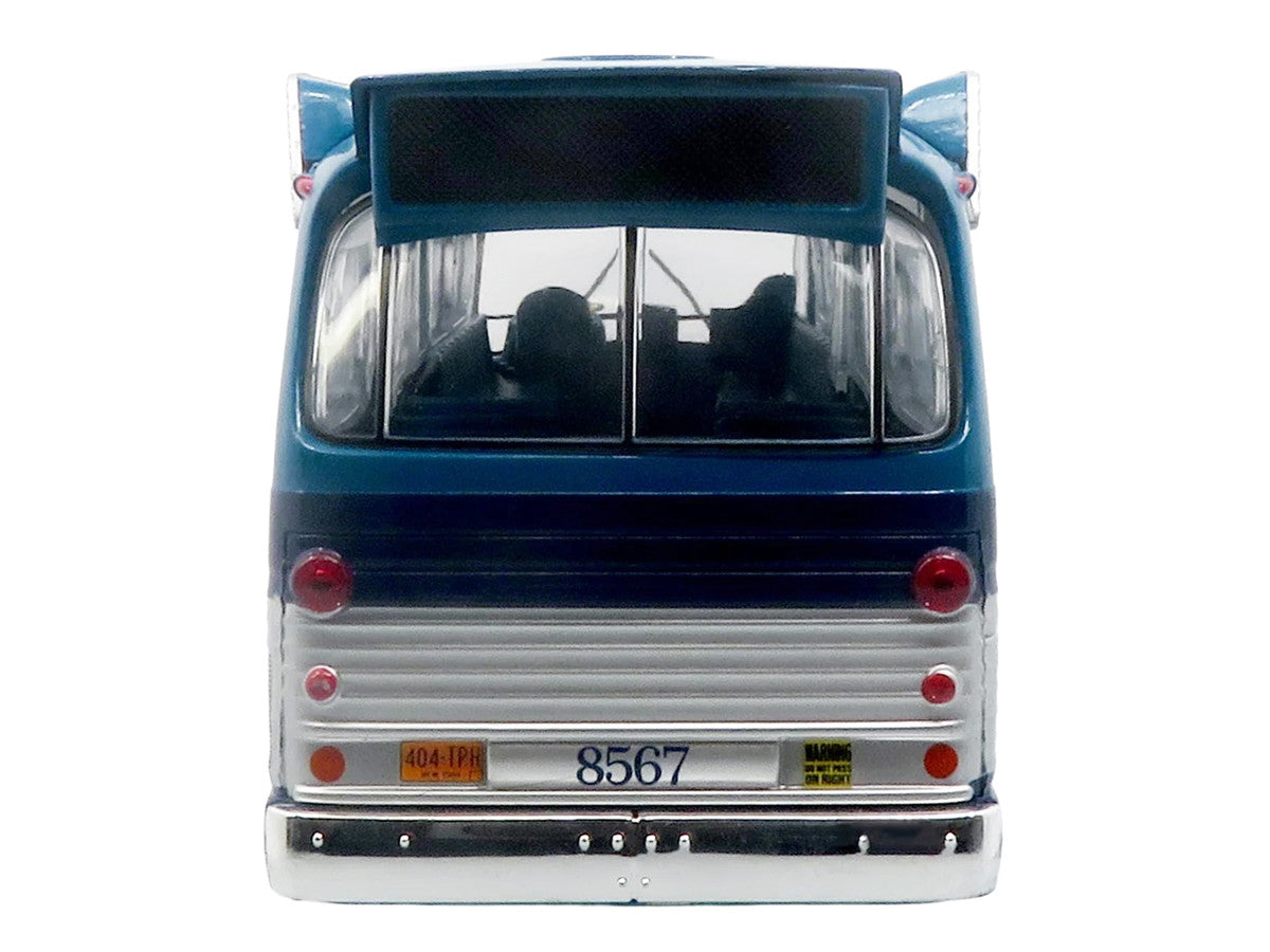 1963 GM TDH-5303 Transit Bus "MTA New York City Surface Transit" Blue Two-Tone with Graphics "The Bus & Motorcoach Collection" Limited Edition to 504 pieces Worldwide  1/43 Plastic Model by Iconic Replicas Iconic Replicas