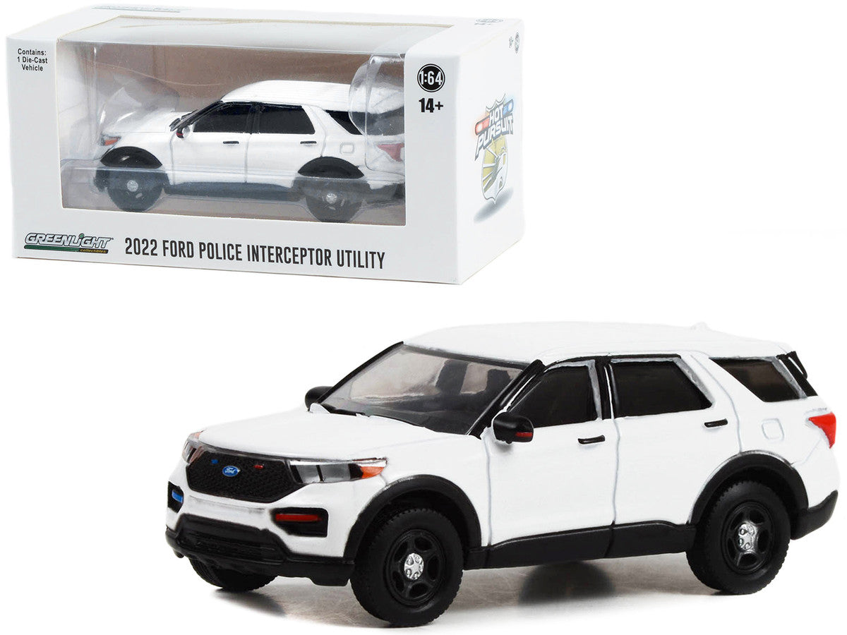 2022 Ford Police Interceptor Utility White "Hot Pursuit" "Hobby Exclusive" Series 1/64 Diecast Model Car by Greenlight Greenlight