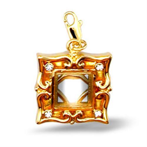 43505 - Gold Brass Pendant with Top Grade Crystal  in Clear-0
