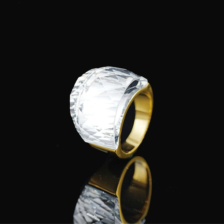Stainless Steel Diamond-shaped Exaggerated Gemstone Ring For Men LadyShow.Store