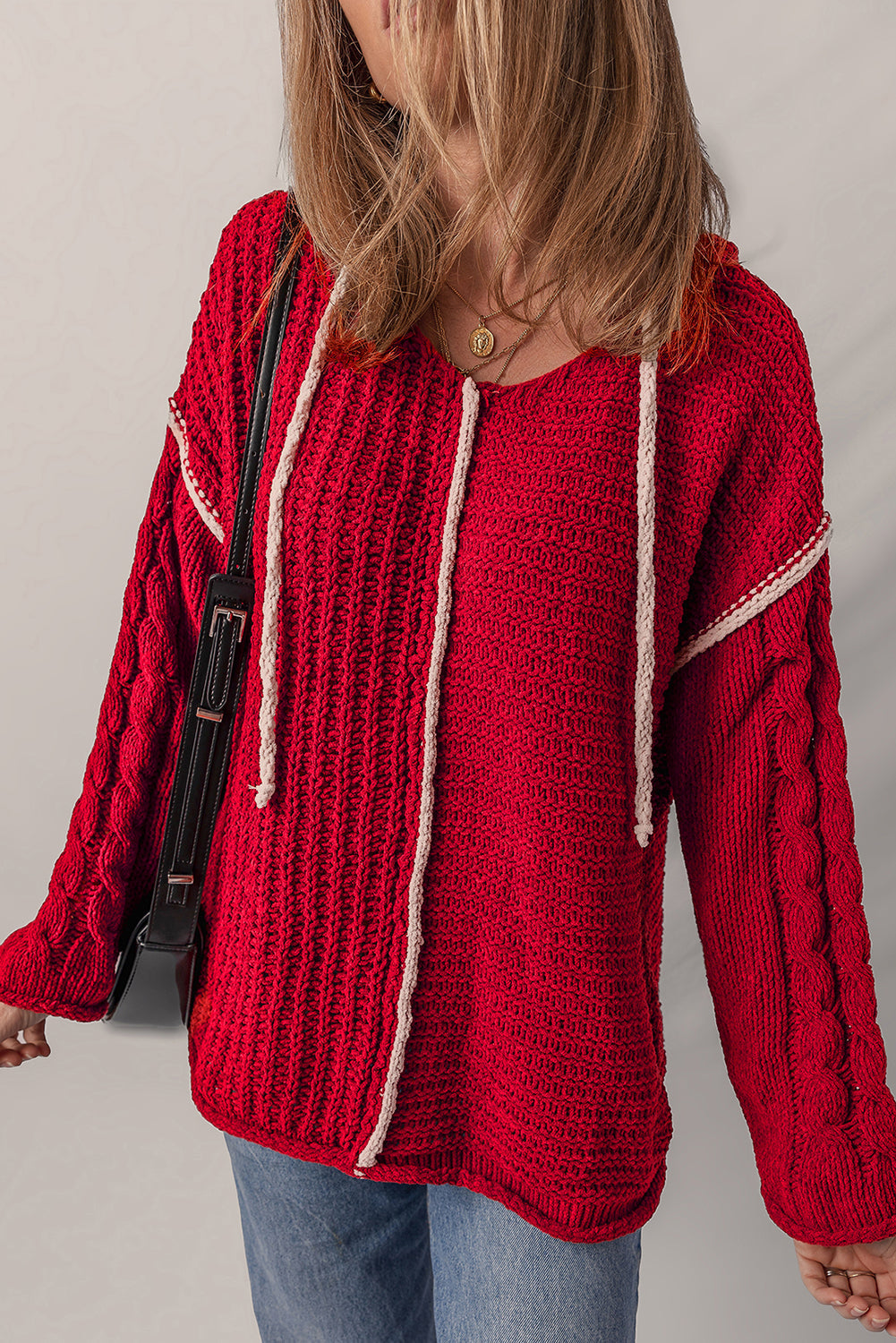 Olivia Knit Drawstring Hooded Sweater-4